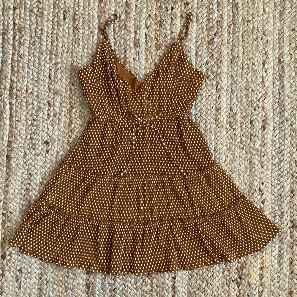 Forever 21 Brown Dress with White Polka Dots